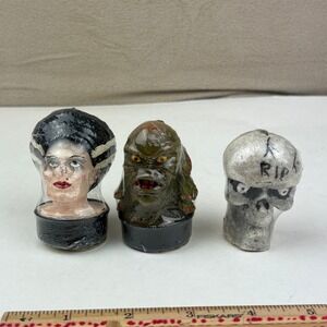 VTG 1990 Universal Studios Monsters Set Of 2 Candles Sealed + 1 unbranded, 2.5"‎